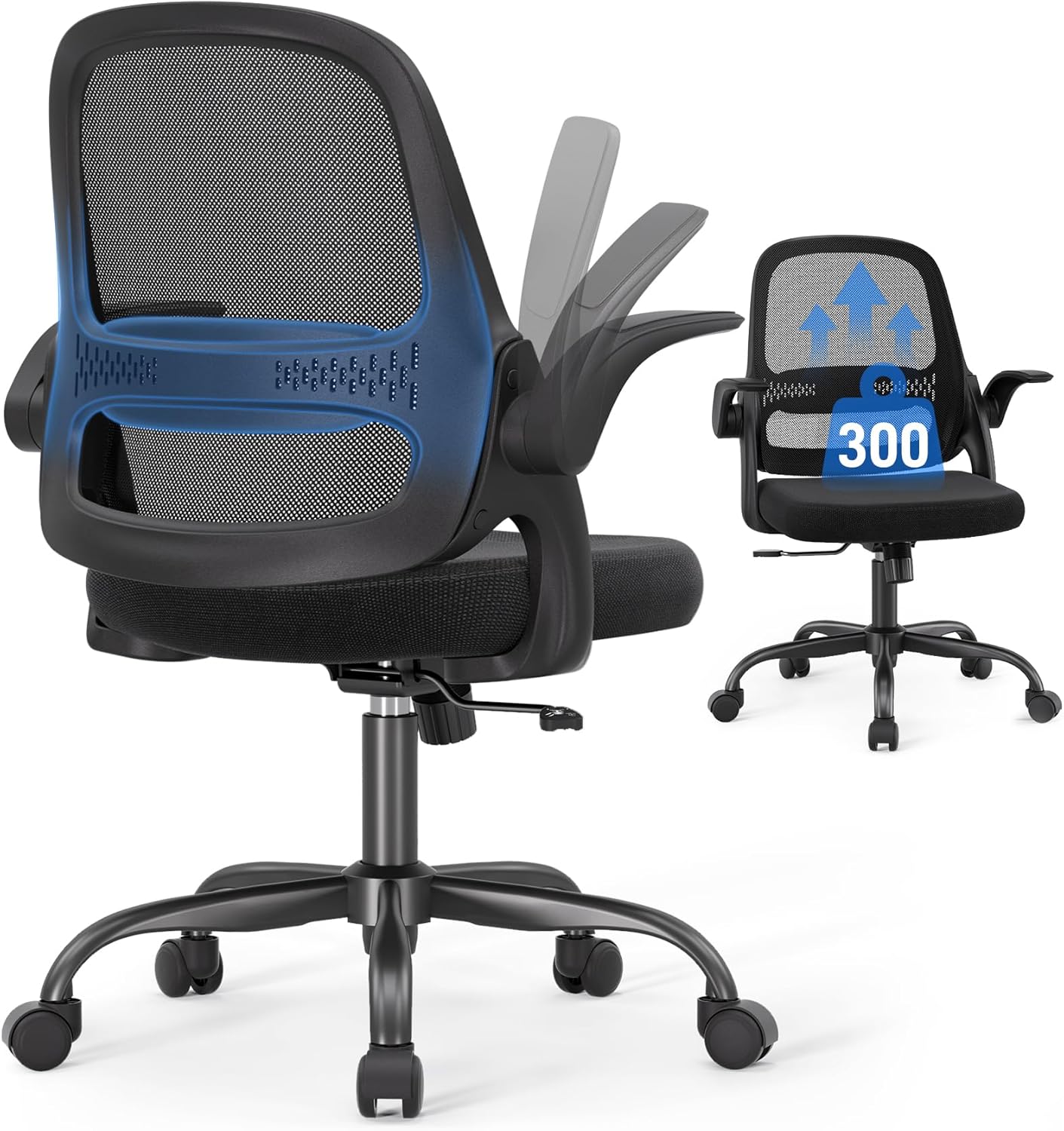 Ergonomic Mesh Office Chair with Flip-Up Arms for Comfort