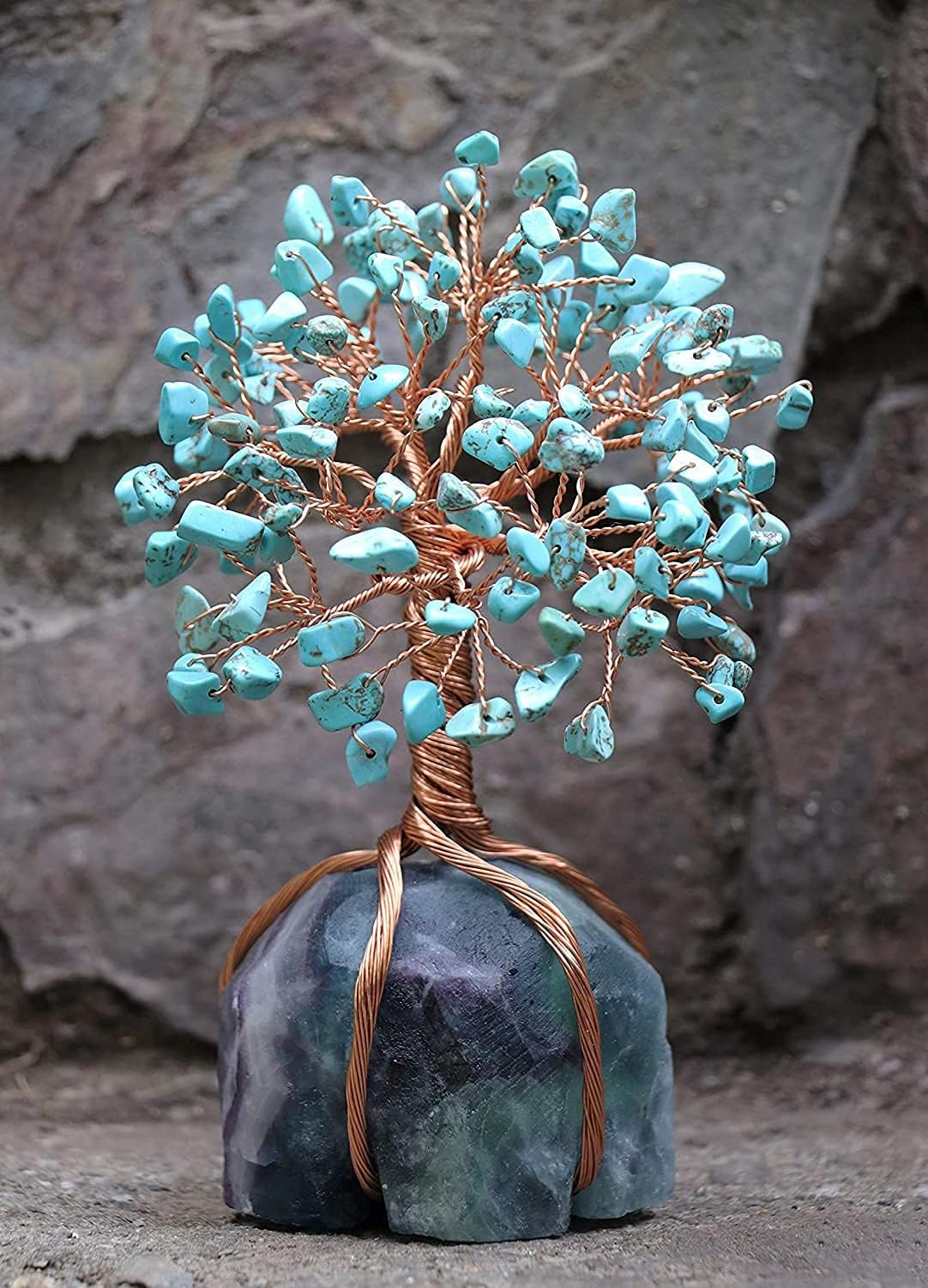 Howlite Green Turquoise Money Tree for Feng Shui and Healing