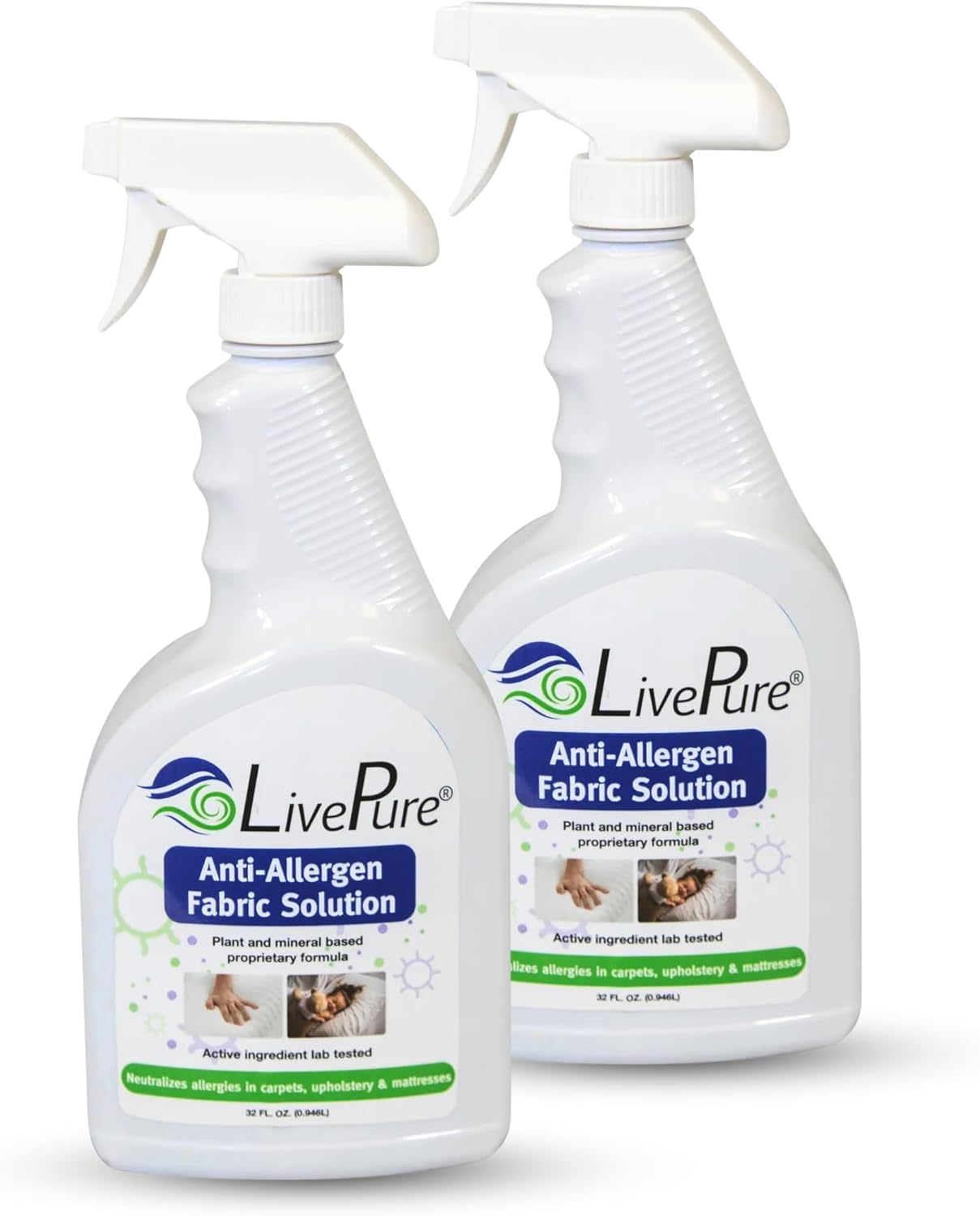 LivePure Anti-Allergen Fabric Spray for Home Surfaces, 2 Pack