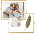 8x10 Floating Picture Frame Set of 2 - Gold Metal Glass Frames