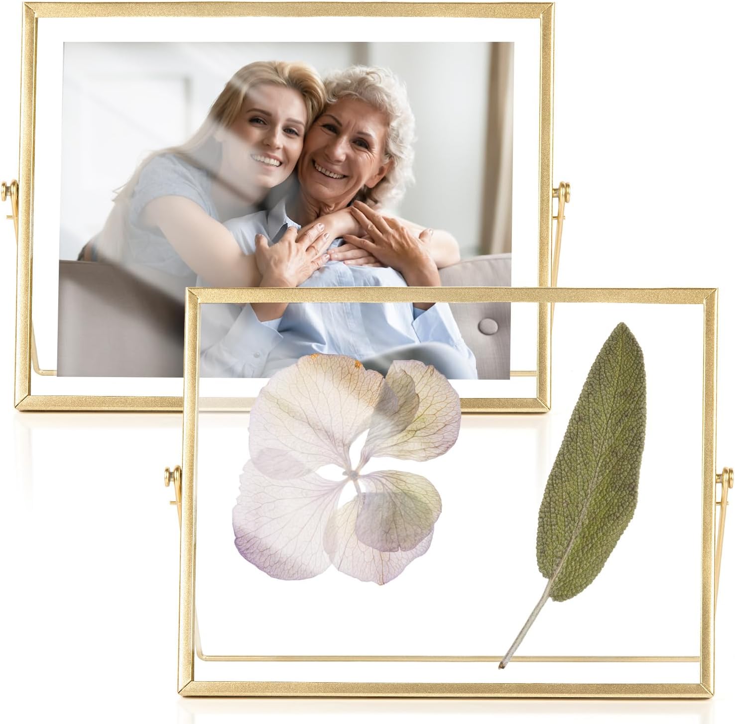 AceList 8x10 Picture Frame Set of 2 - Gold Metal Floating Frame
