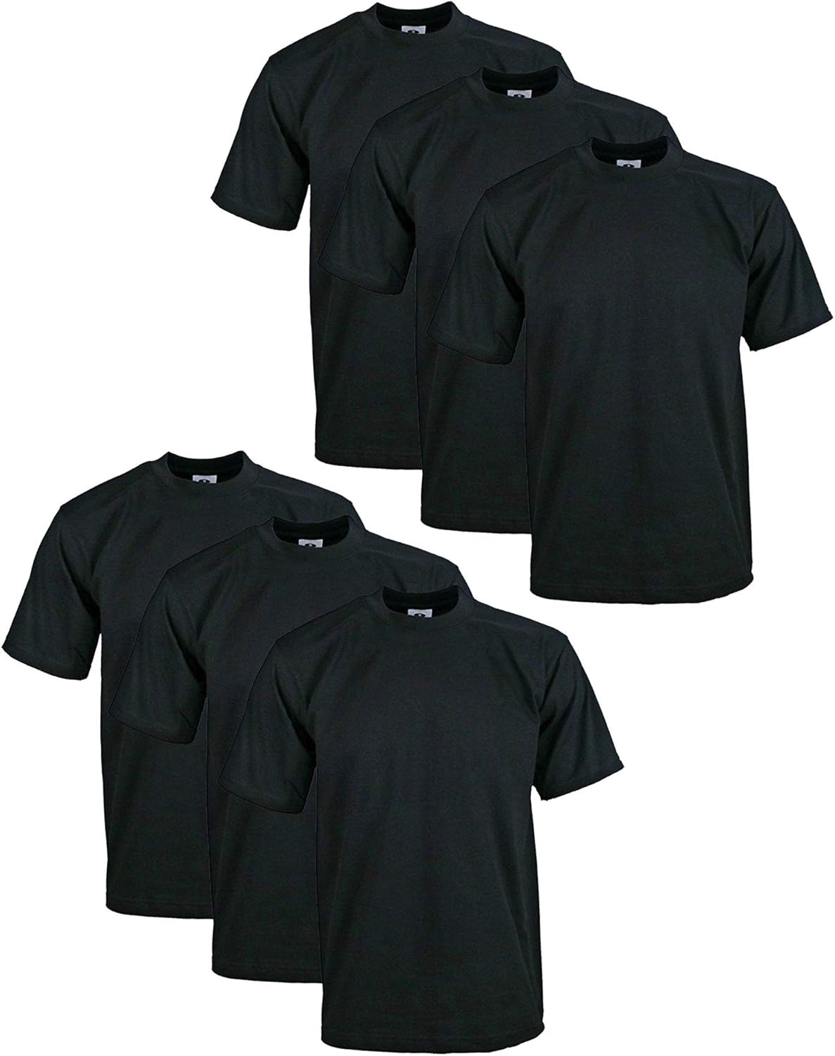 Pro Club Men's Heavyweight Cotton Crew Neck T-Shirt 6-Pack