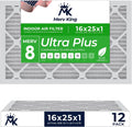 16x25x1 Air Filter MERV 8 12-Pack - Made in USA King