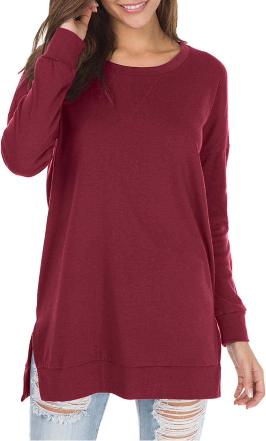 Levaca Womens Fall Long Sleeve Pullover Casual Tunic Tops