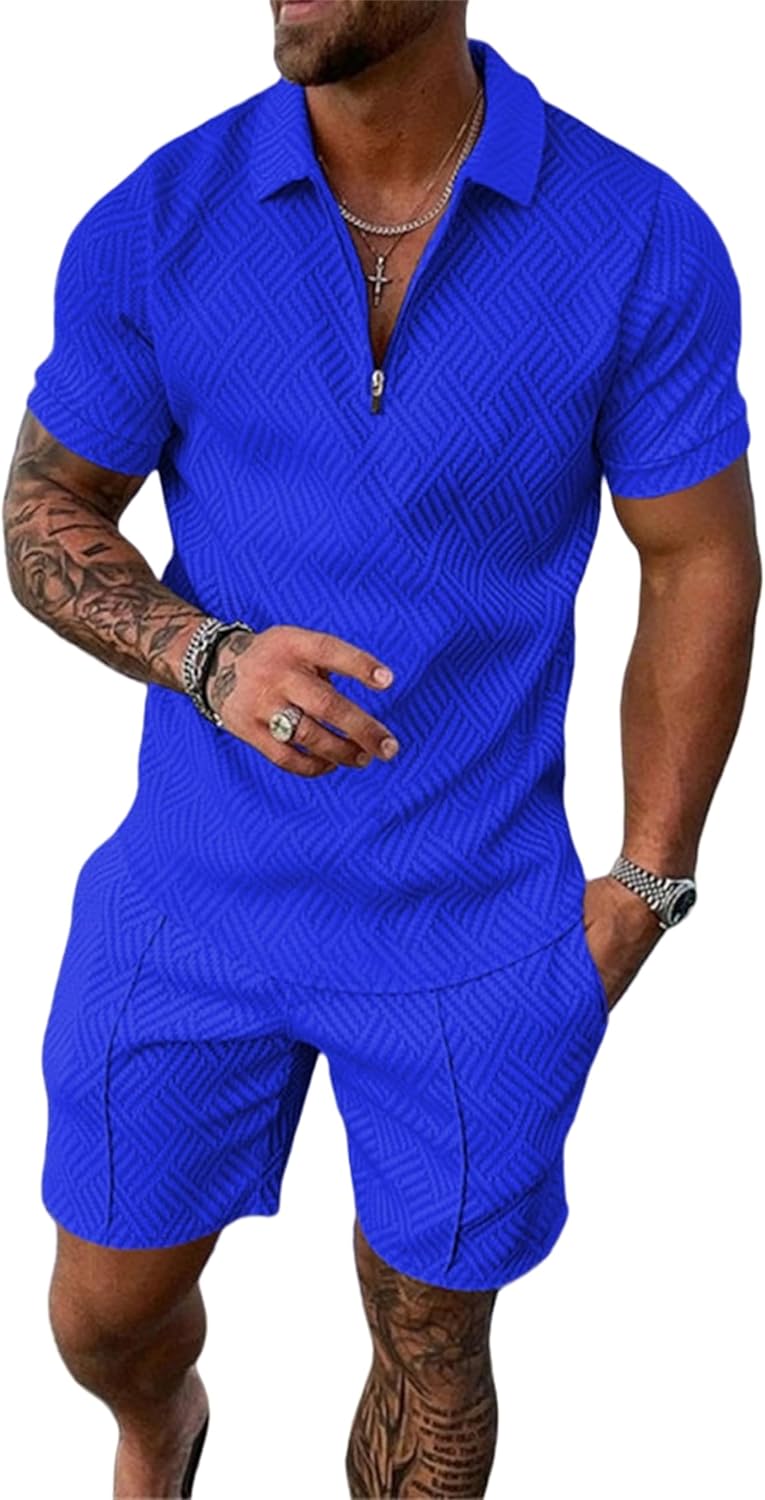 Men's Short Sets Outfits 2 Piece Summer Tracksuit for Comfort