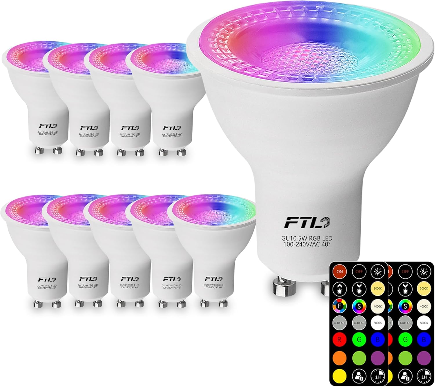 FTL GU10 LED Color Changing Light Bulb with Remote Control