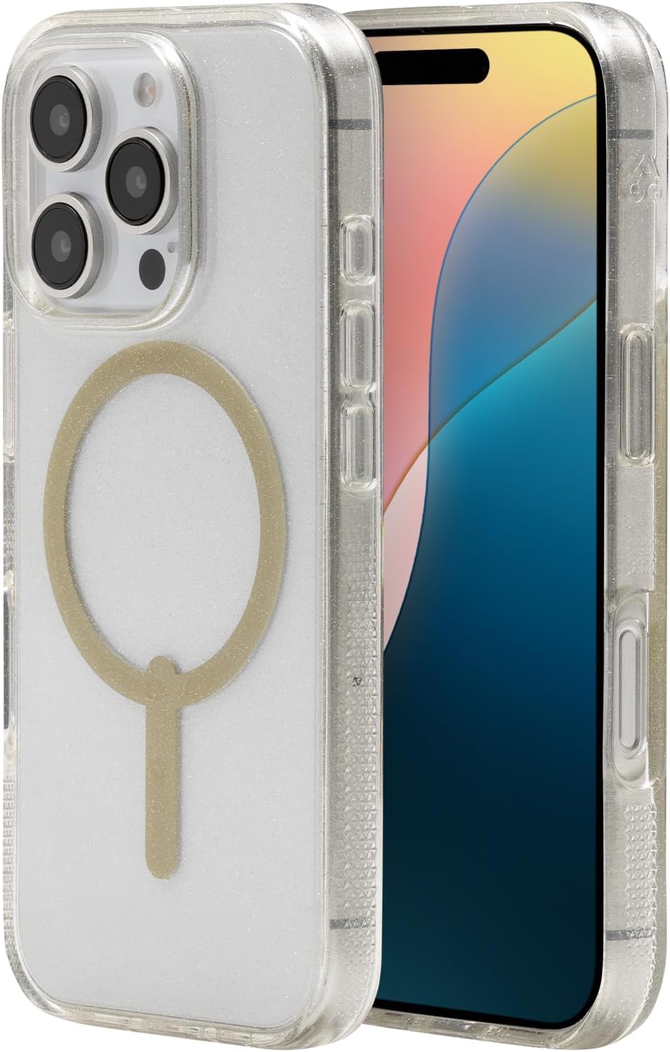 ZAGG Milan Snap Case for iPhone 16 Pro with Gold Glitter Style