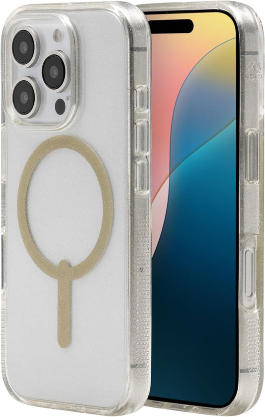 ZAGG Milan Snap Case for iPhone 16 Pro with Gold Glitter Style