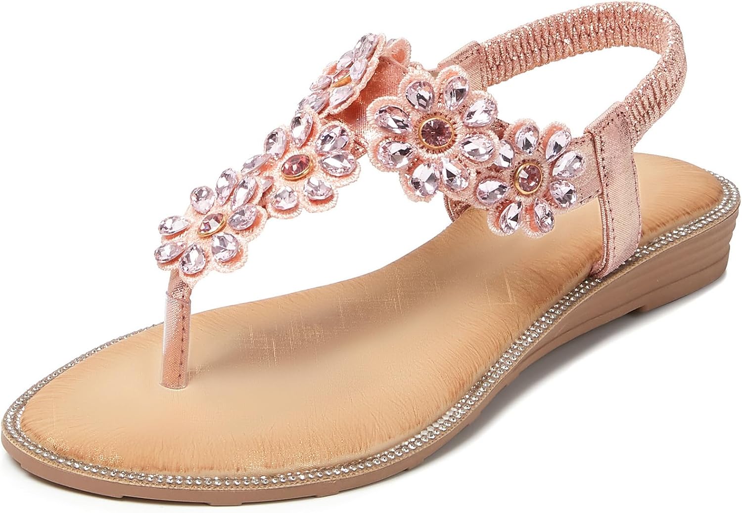iCKER Women Sandals Rhinestone Dressy Casual Summer Flip Flops