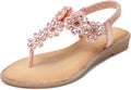 Women Rhinestone Flat Sandals - Dressy Comfortable Summer Flip Flops