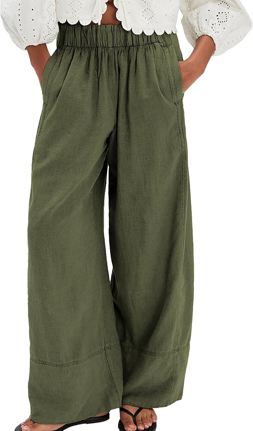 Linen Pants for Women - Casual Palazzo Wide Leg Trousers