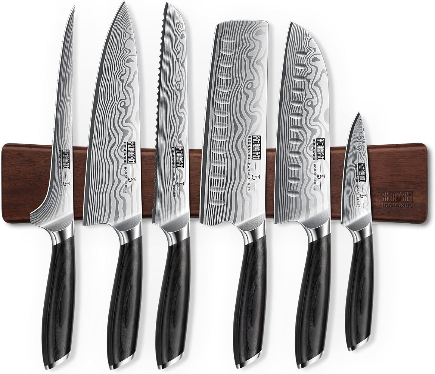 7 Pieces Knife Set with Magnetic Holder for Professional Chefs