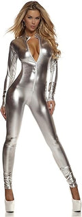 Metallic Catsuit Bodysuit Shiny Onepiece Jumpsuit - Stretchy Fit
