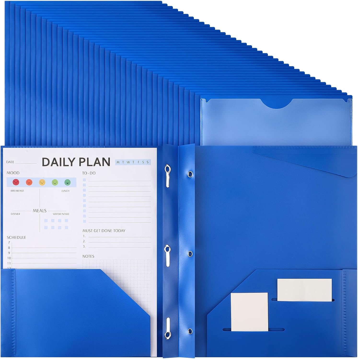 48 Pack Heavy Duty Plastic Folders with Clear Pockets for Work