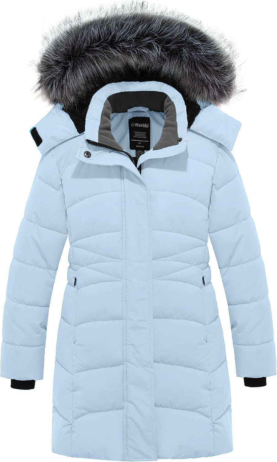 Wantdo Girls' Long Winter Puffer Jacket with Fleece Hood