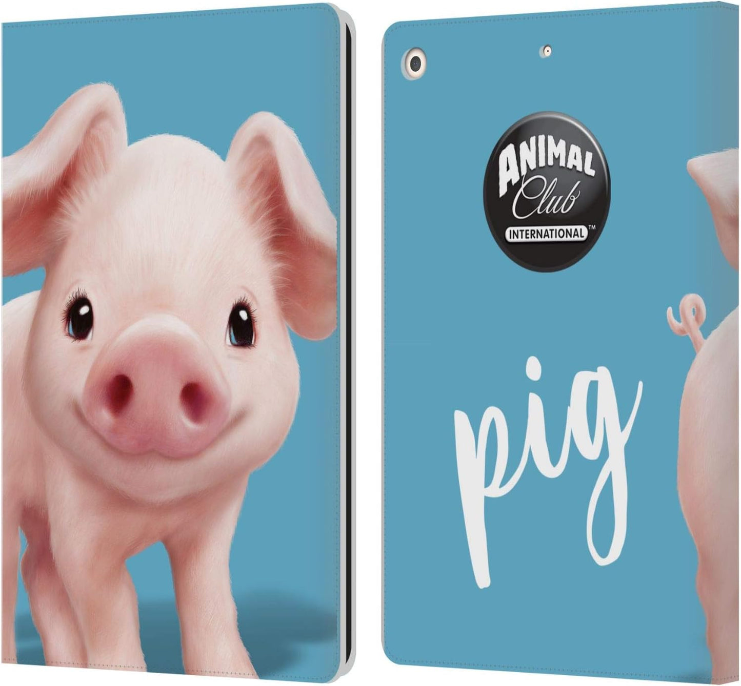 Animal Club International Pig Faces Leather Wallet Case for iPad