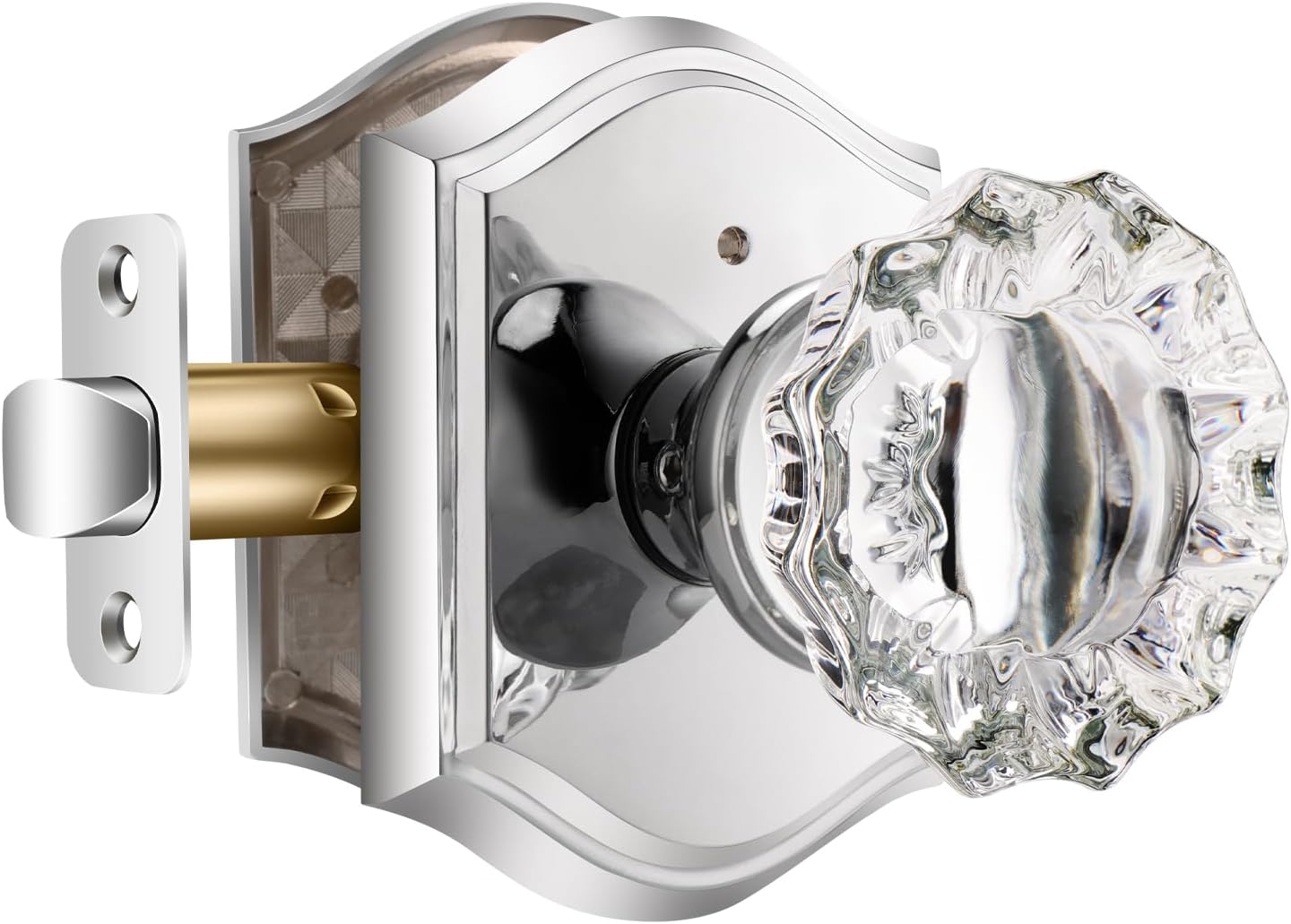 Polished Chrome Glass Door Knobs with Lock for Privacy Use