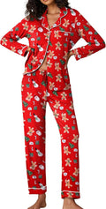 Ekouaer Pajamas for Women Long Sleeve Button-Down Lounge Set - Soft