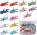 50Pcs Wooden Clips Push Pins Tacks for Cork Board Artwork - Colorful