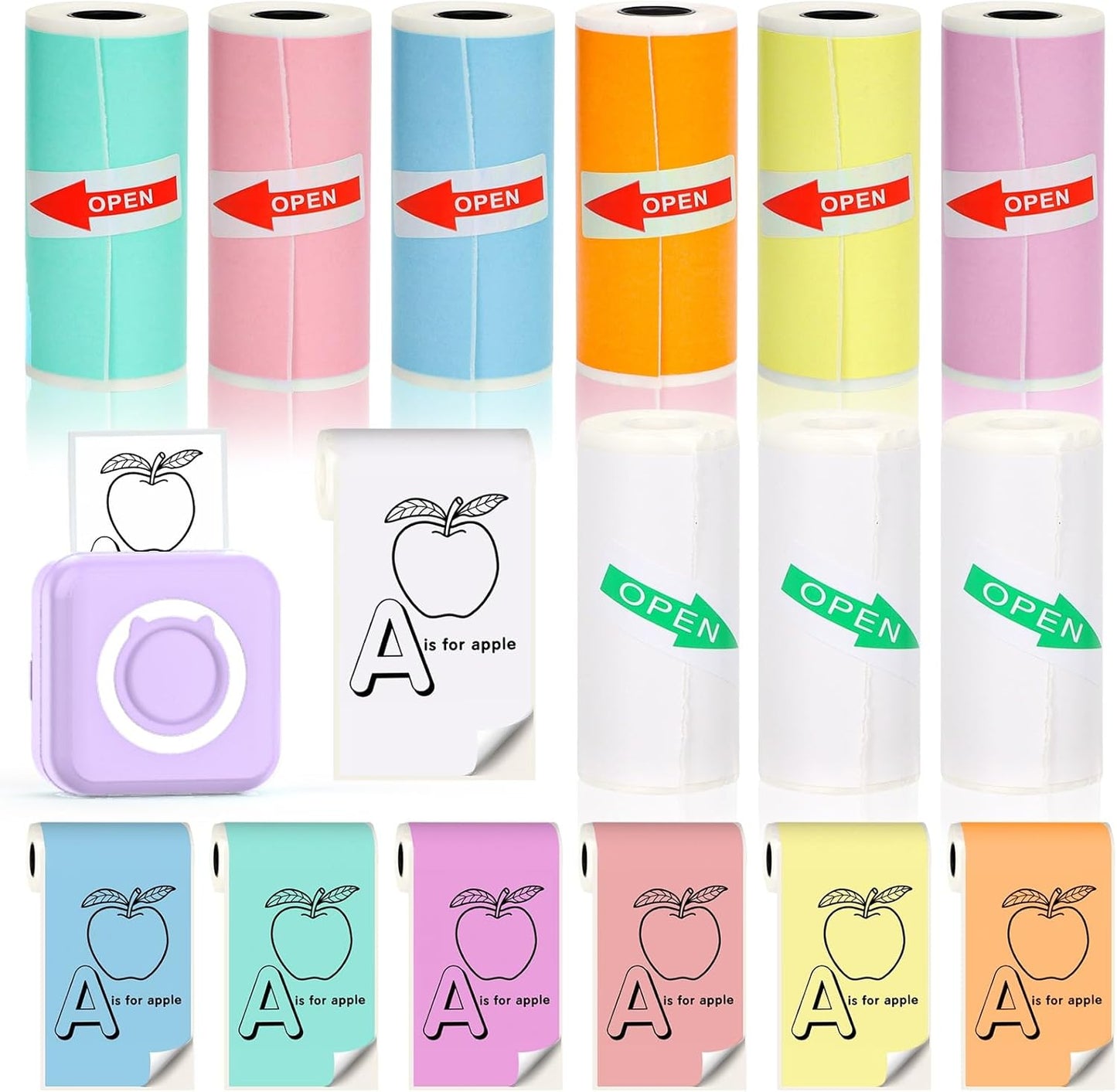 9 Rolls Mini Thermal Sticker Paper - Crisp Prints Every Time!