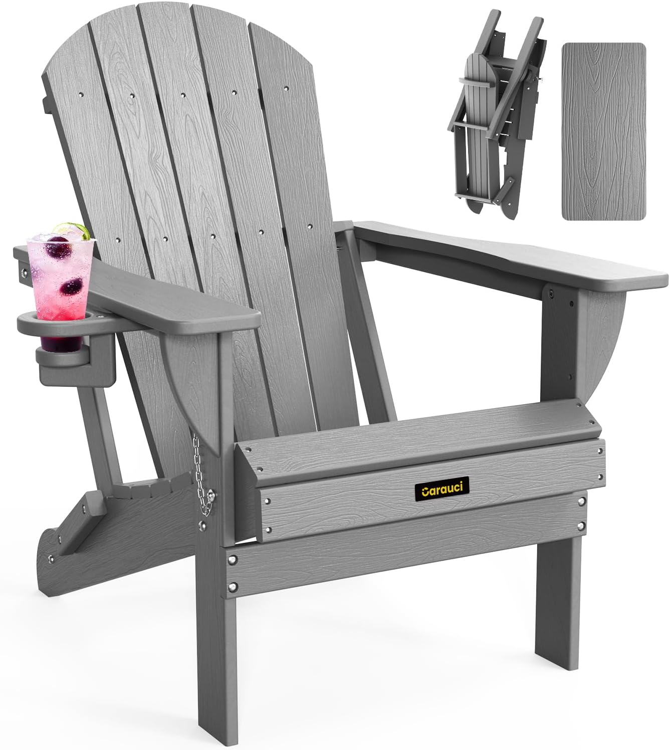 Plastic HDPE Adirondack Chair with Cup Holder for Outdoor Relaxation