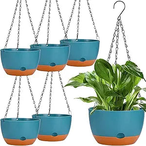 Mumufy 6 Pcs 8 Inch Hanging Planter for Indoor and Outdoor Use