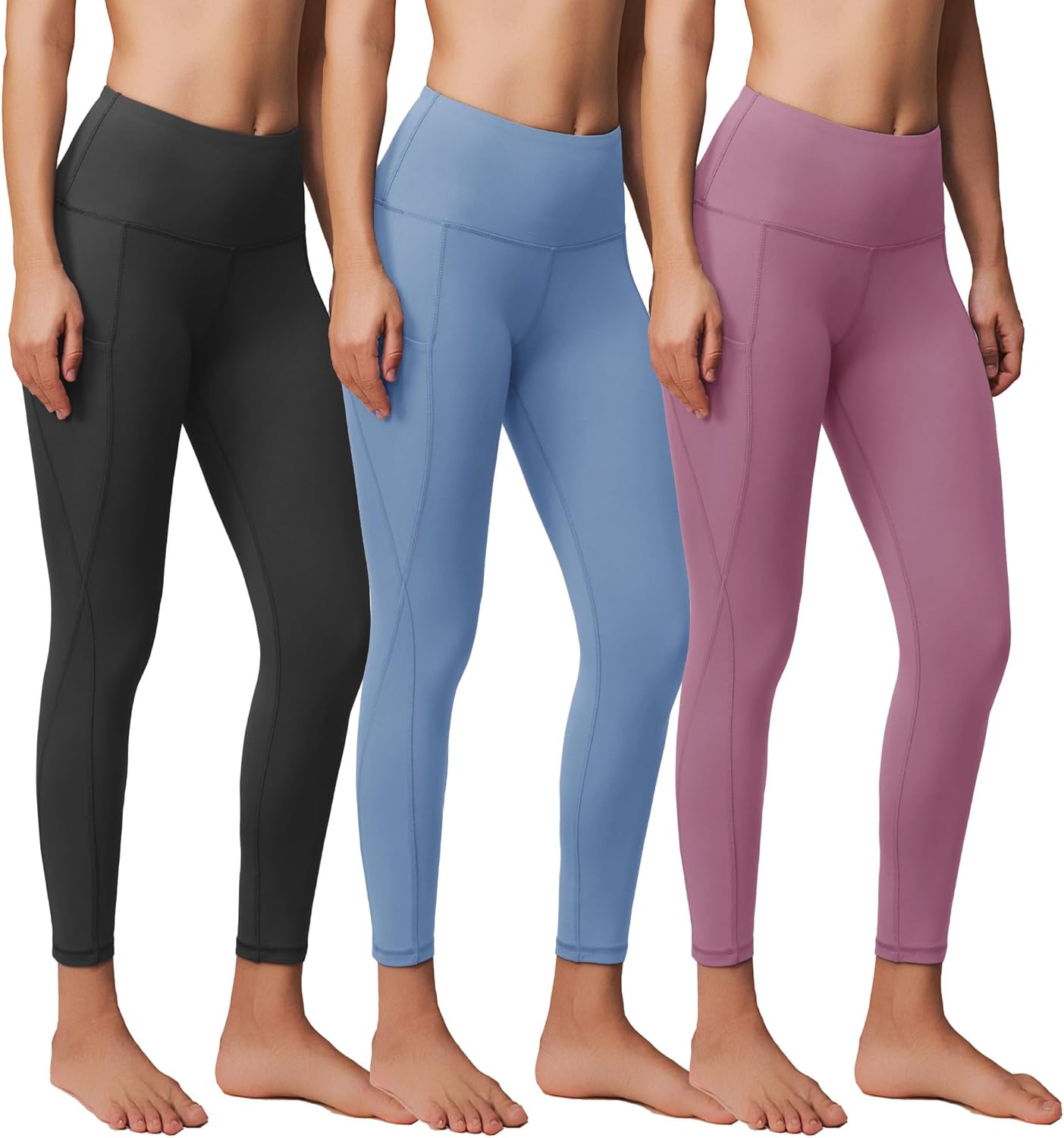 3 Pack Yoga Pants with Pockets for Women, Tummy Control Leggings