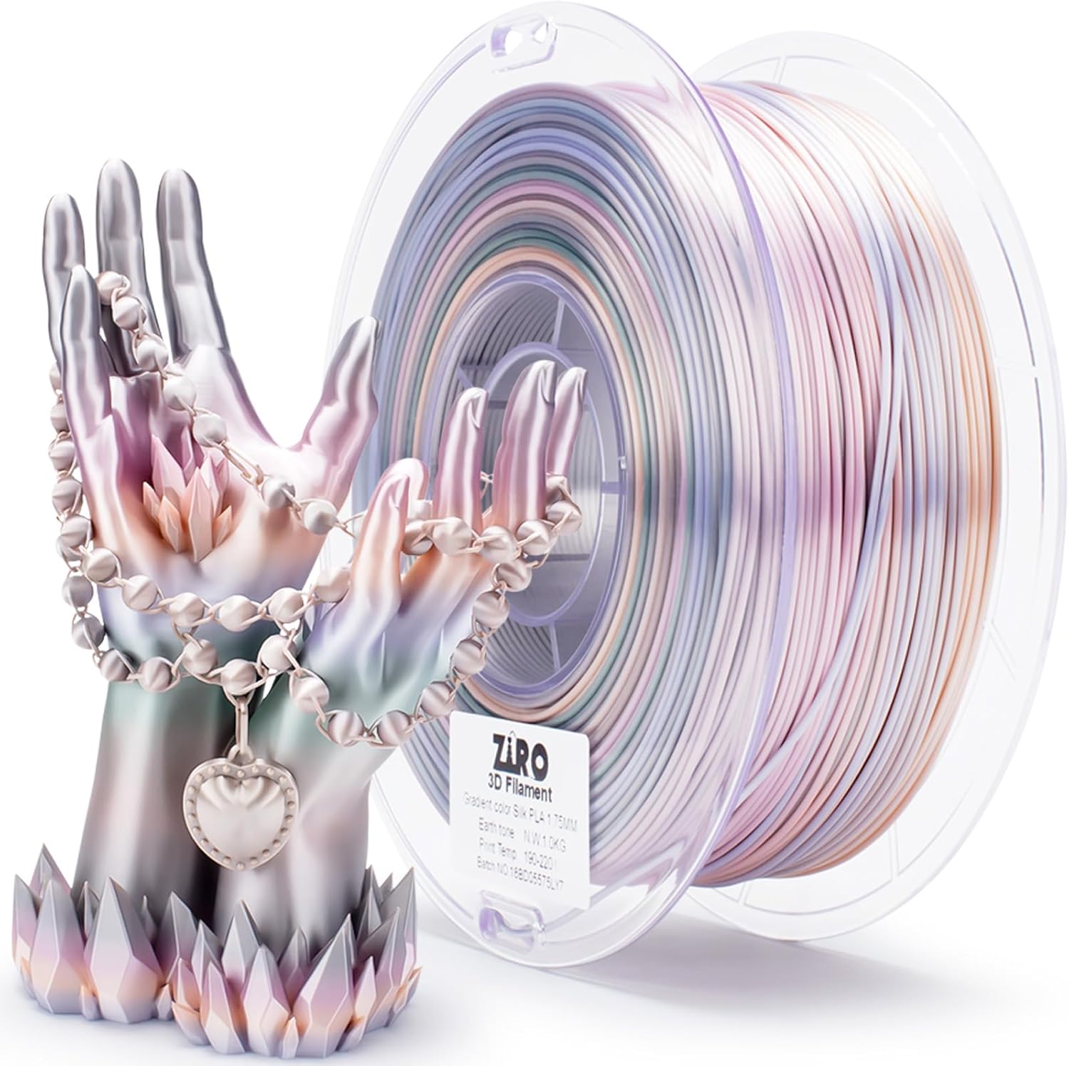 ZIRO Shiny Gradient Color PLA Filament 1KG Spool