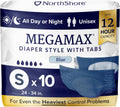 MegaMax Adult Overnight Diapers Small 12-Hour Tab Style - 10 Count