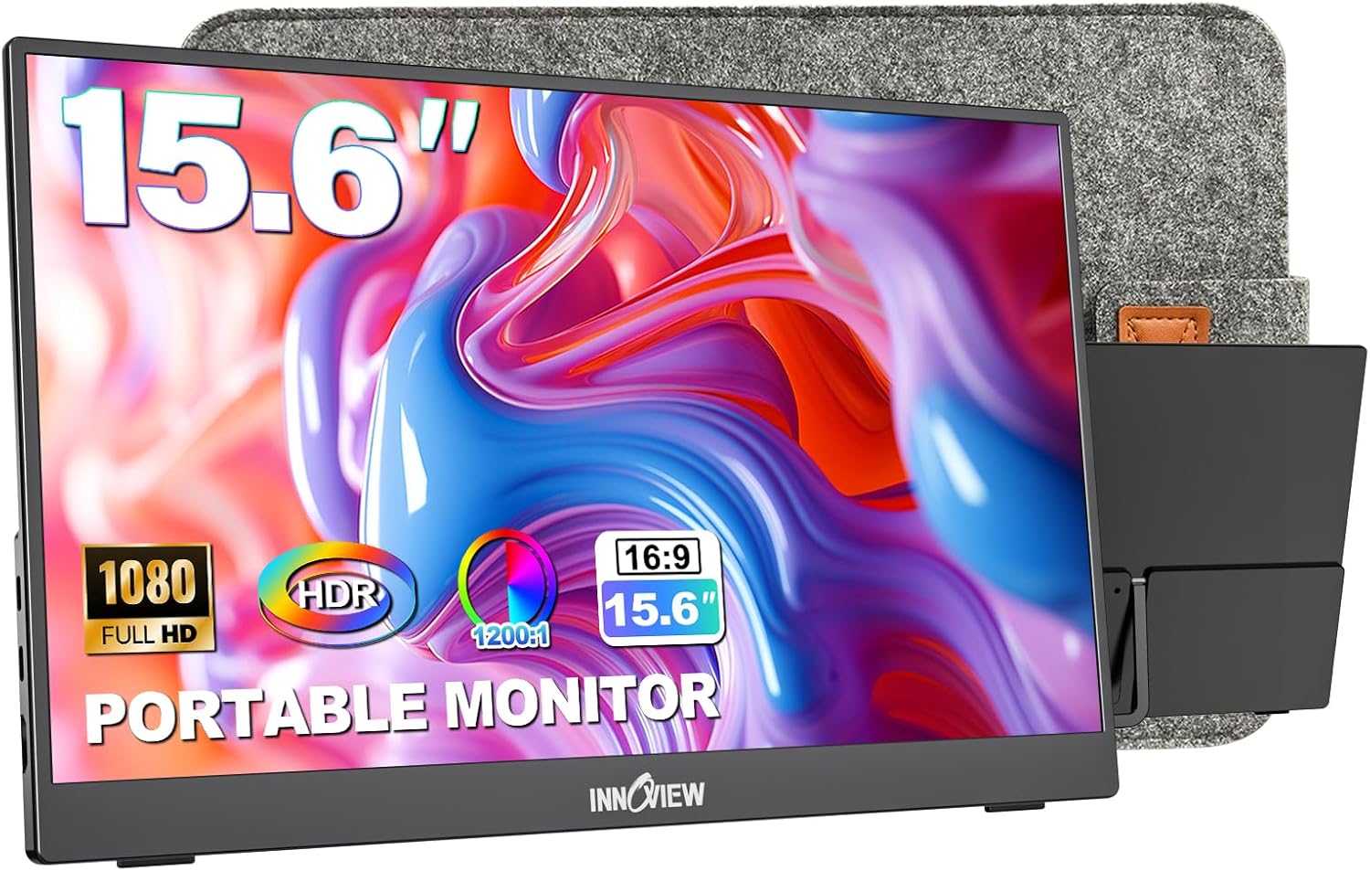 InnoView Portable Monitor 15.6in 1080P for Laptop with Sleeve