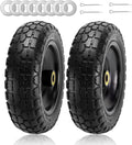 13ft Flat-Free Wheelbarrow Tire and Wheel 2-Pack - Solid 4.00-6