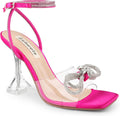 Zzheels Double Bowknots Crystal Sandals Clear Slingback Heels - Glam