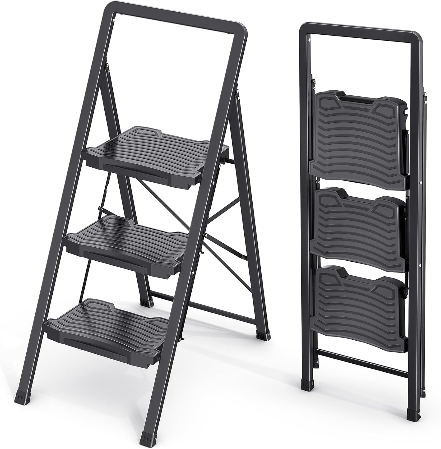 KINGRACK 3 Step Ladder with 800lb Capacity for Home Use