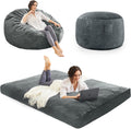 Bean Bag Chair Convertible to Bed - Small Microfiber Floor Couch