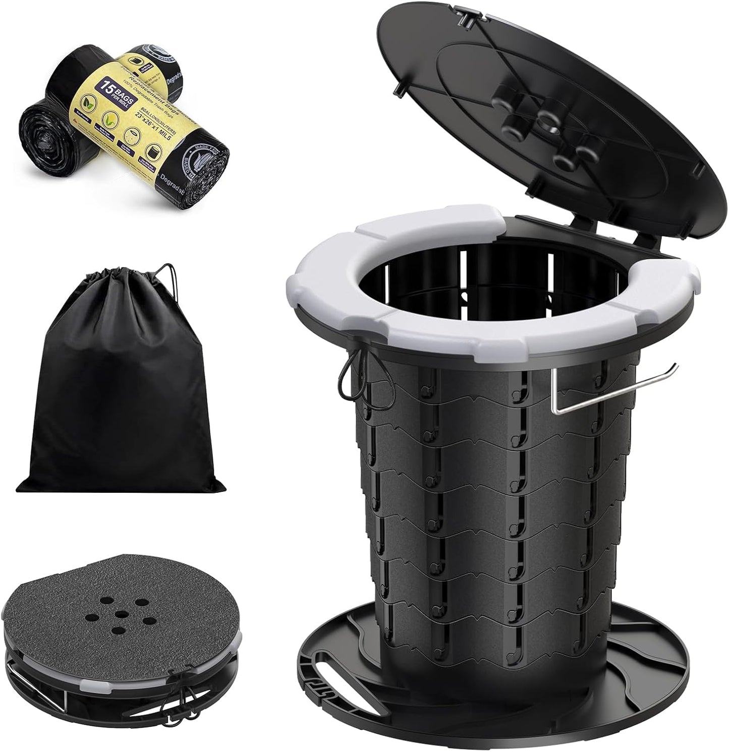 Comfortable Portable Camping Toilet | Adjustable Height, Soft Cushion