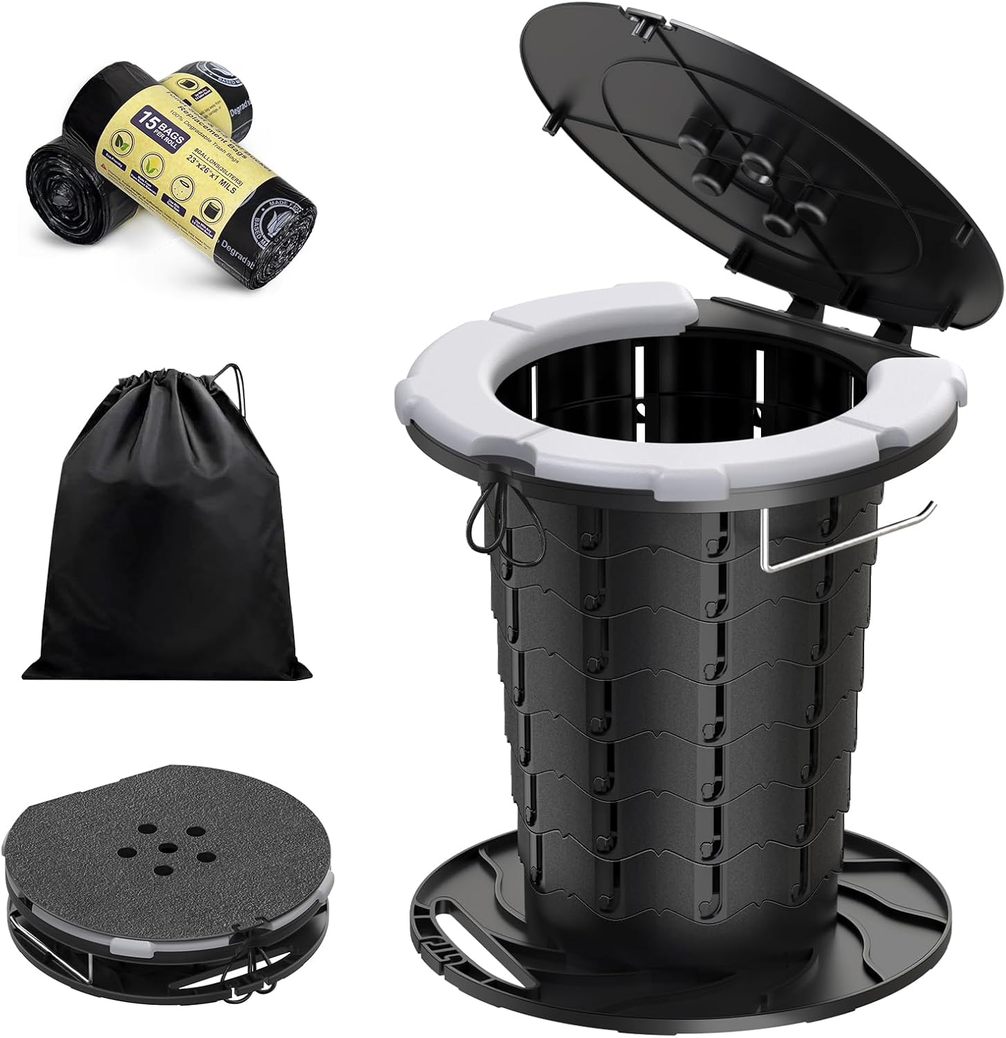 Comfortable Portable Camping Toilet | Adjustable Height, Soft Cushion