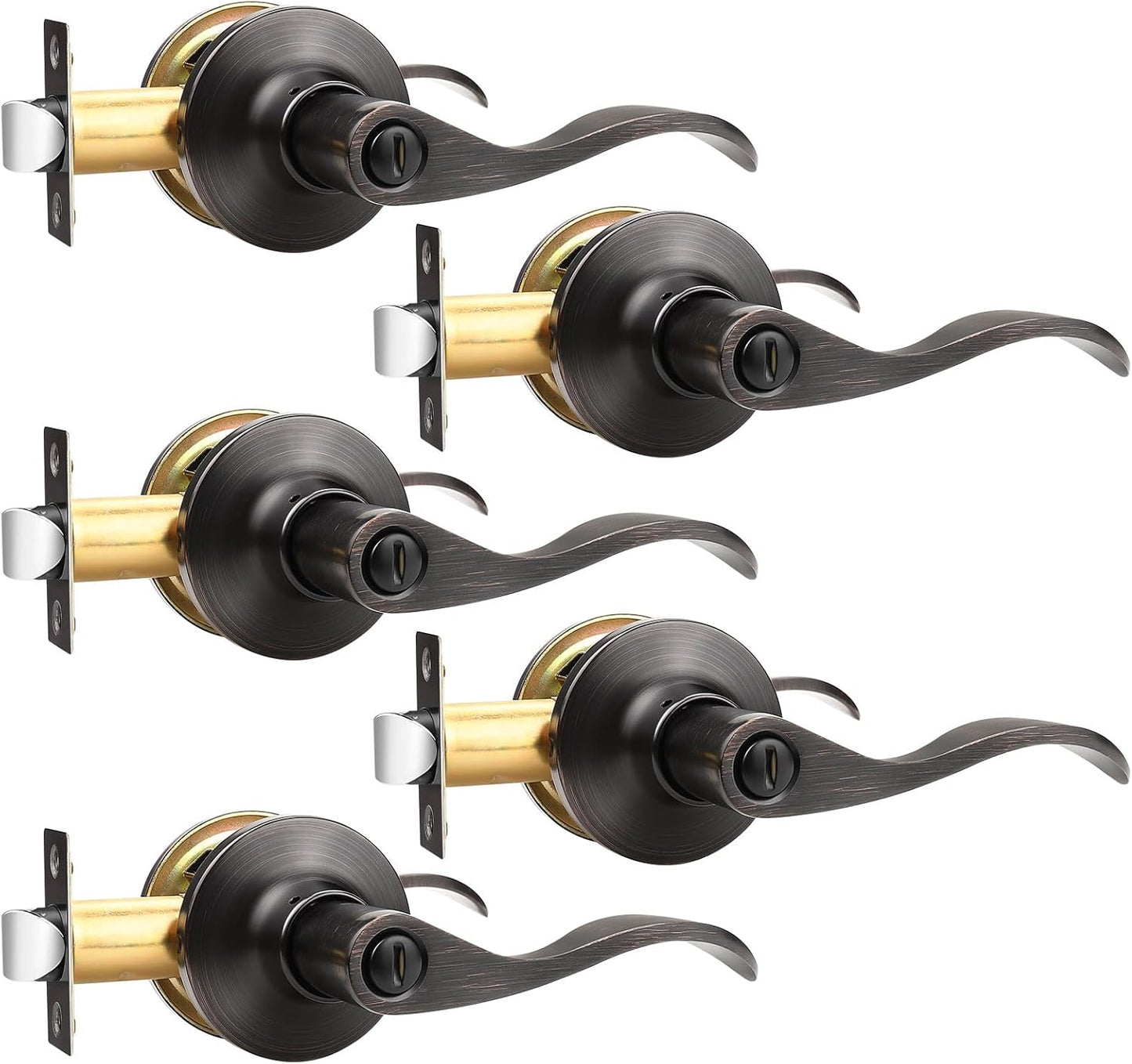 GOBEKOR Privacy Door Levers - Oil Rubbed Bronze Handles for Rooms