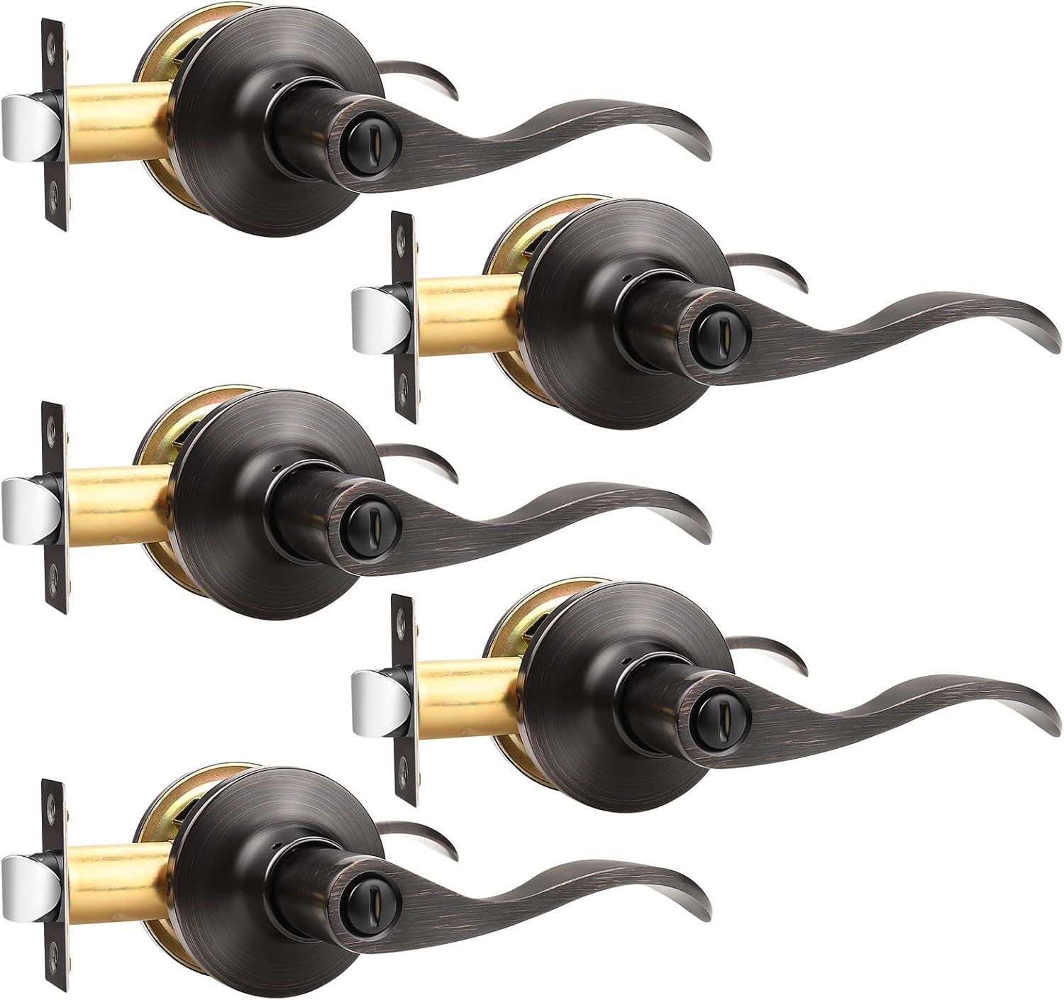 GOBEKOR Privacy Door Levers - Oil Rubbed Bronze Handles for Rooms