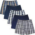 Mens Cotton Woven Boxer Shorts Pack - Classic Plaid & Stripes