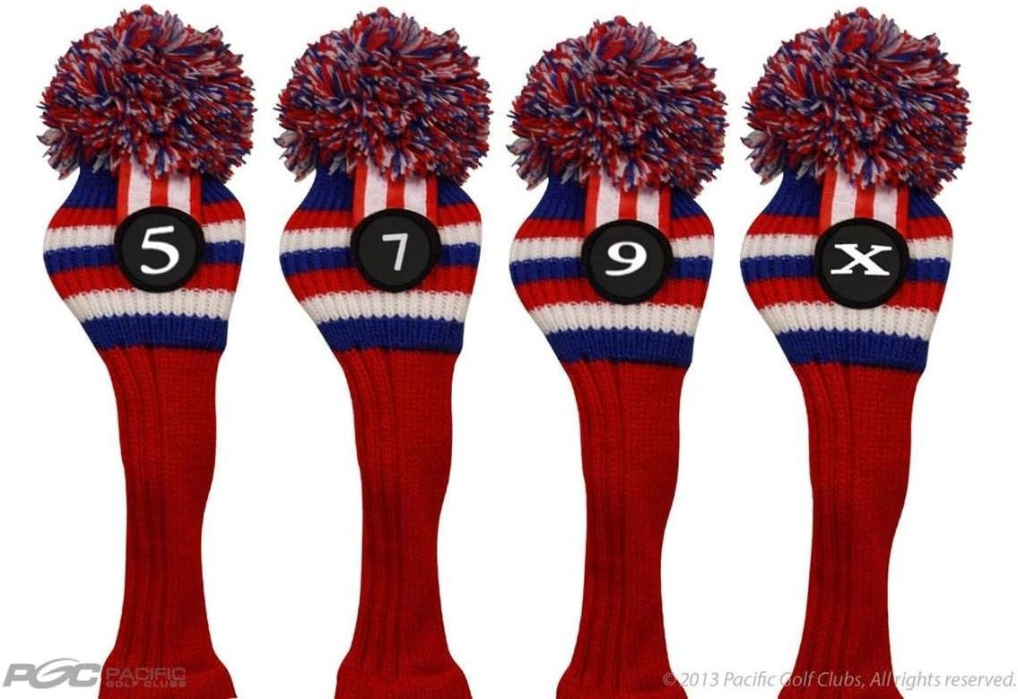 Retro Knit Pom Pom Head Covers Set