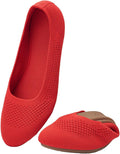 Puxowe Womens Ballet Flat Shoes Round Toe Knit Slip On - Everyday