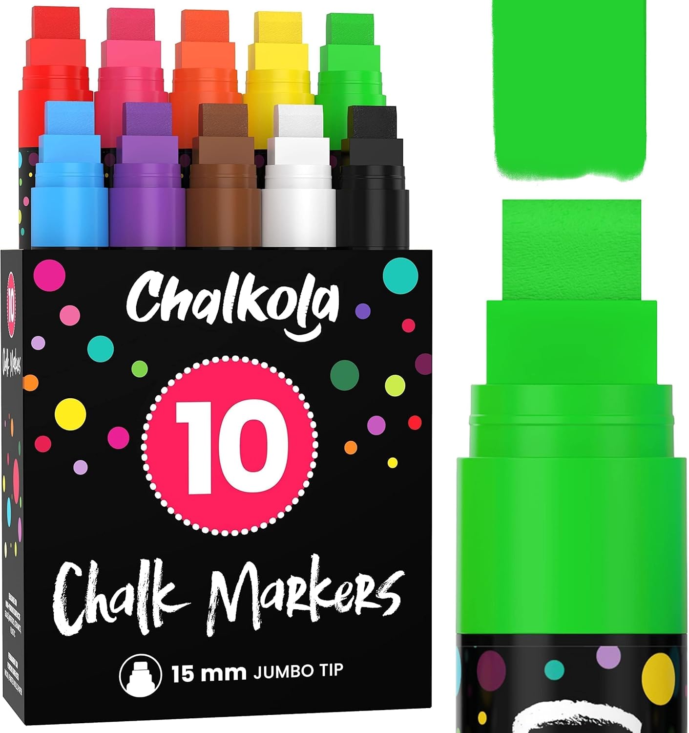 Chalkola Window Markers - Jumbo 3 in 1 Nib for Versatile Use