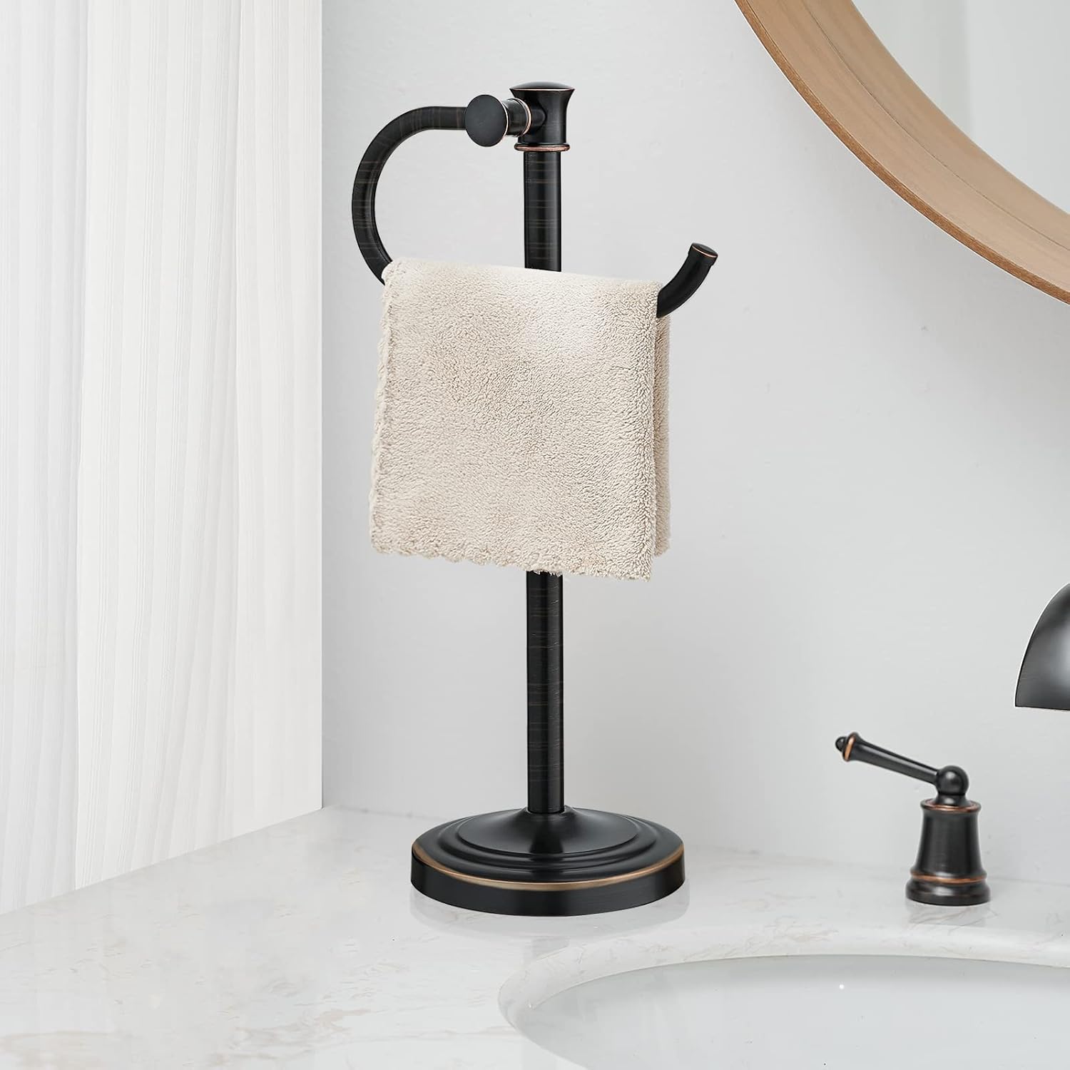 BESy 17 Inch Oil Rubbed Bronze Stand Towel Bar for Bathroom