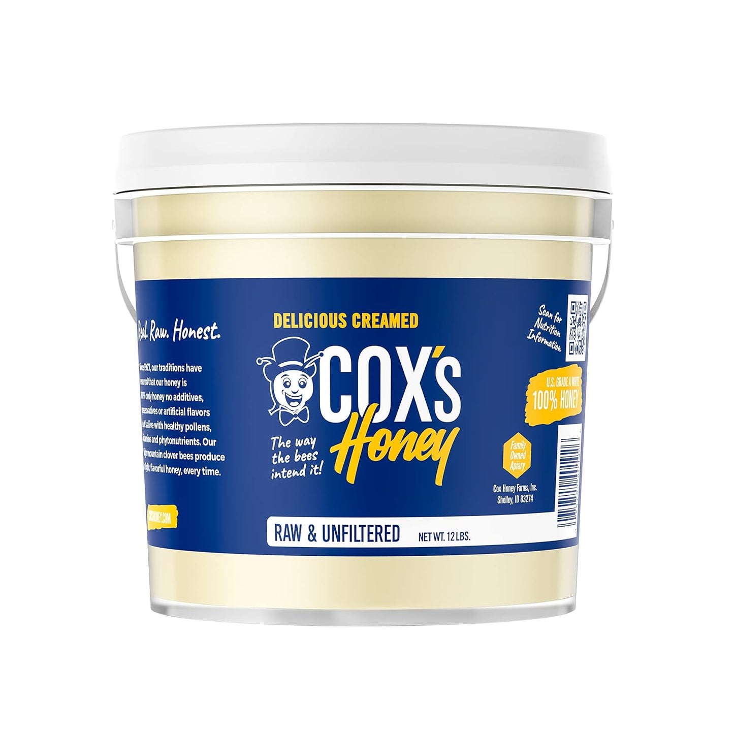 Cox's Honey Bulk Creamed Whipped Honey Raw Unfiltered 12 lbs