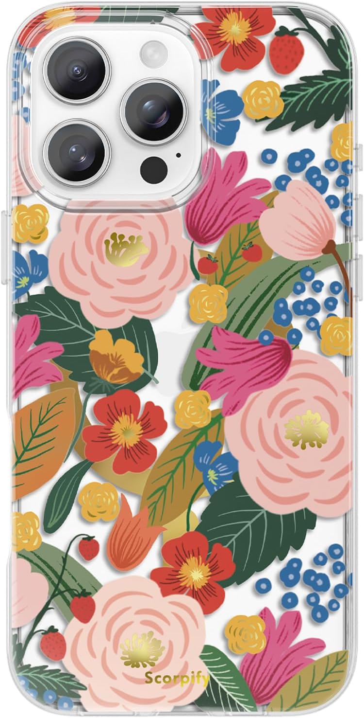 SCORPIFY iPhone 16 Pro Case with Floral Design and Gold Accents