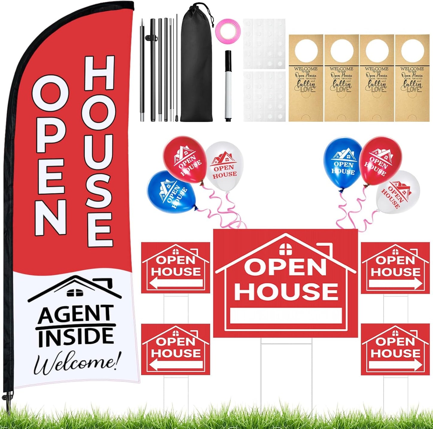 44 Pcs Open House Signs for Real Estate Agents - Complete Kit