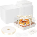7 x 7 x 4 in Paper Cake Boxes with Clear Lids - 50 Pack White