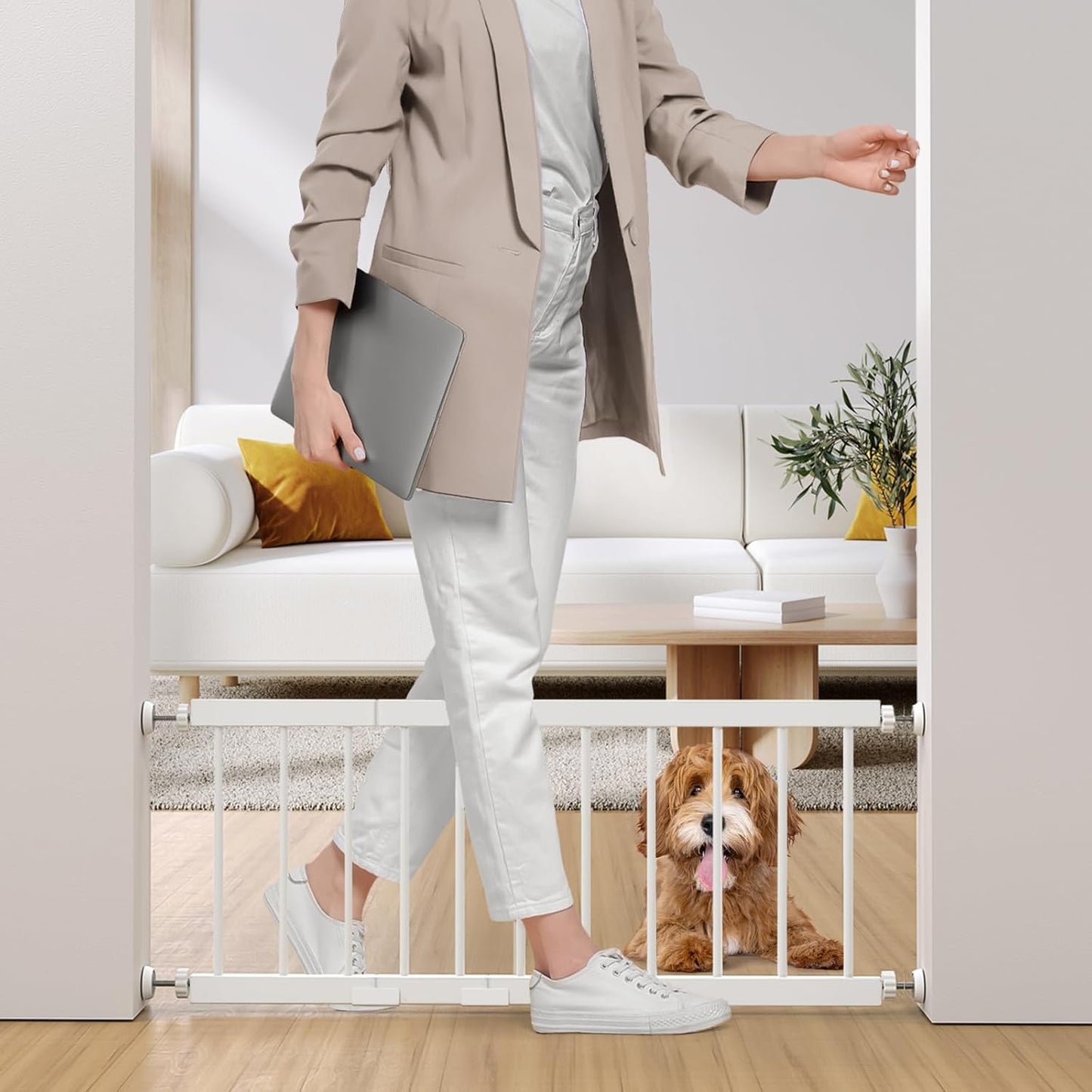 Adjustable Extra Wide Metal Dog Gate for Small Pets 18in Tall