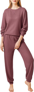 Ekouaer Waffle Knit Lounge Sets for Women - Comfortable Long Sleeve