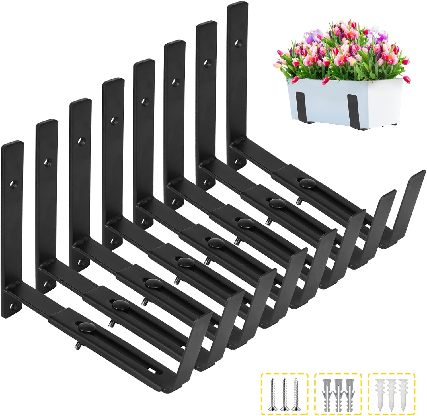 Adjustable Heavy Duty Window Planter Box Brackets for Outdoors